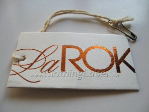 Hang tag printing with string