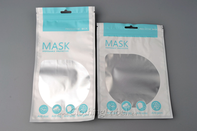 Face mask packaging of plastic bags