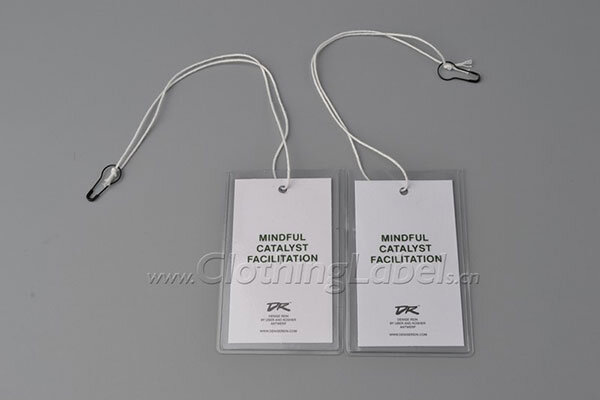 Paper tags in plastic packaging