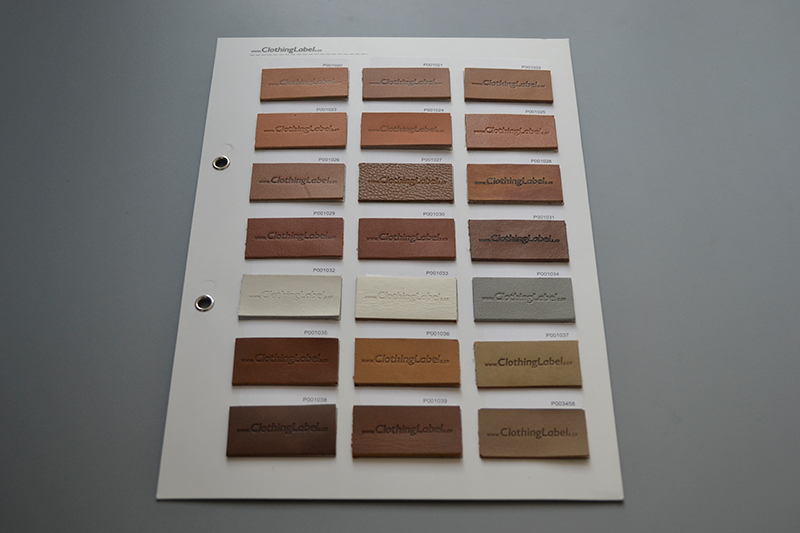 Leather labels color sample chart